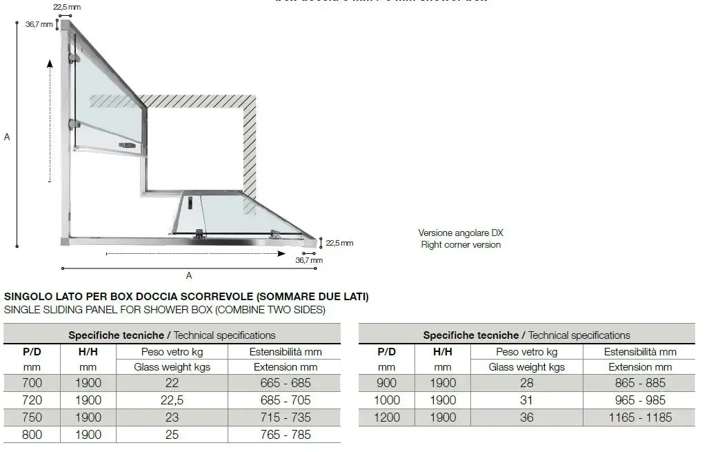 Box Doccia ECO 6mm Porte Scorrevoli H190