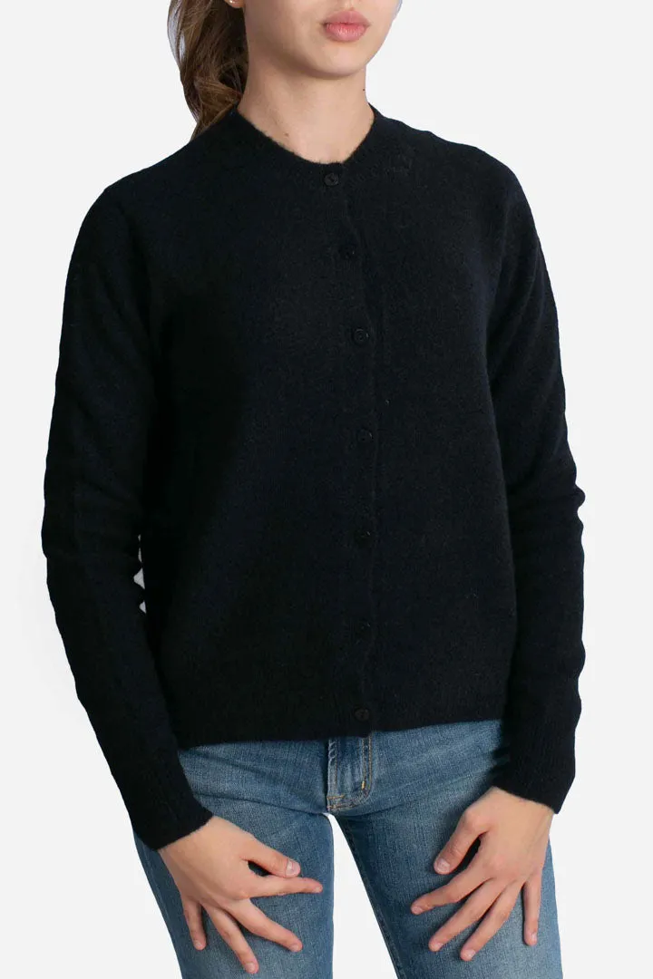 Cardigan donna girocollo con bottoni nero