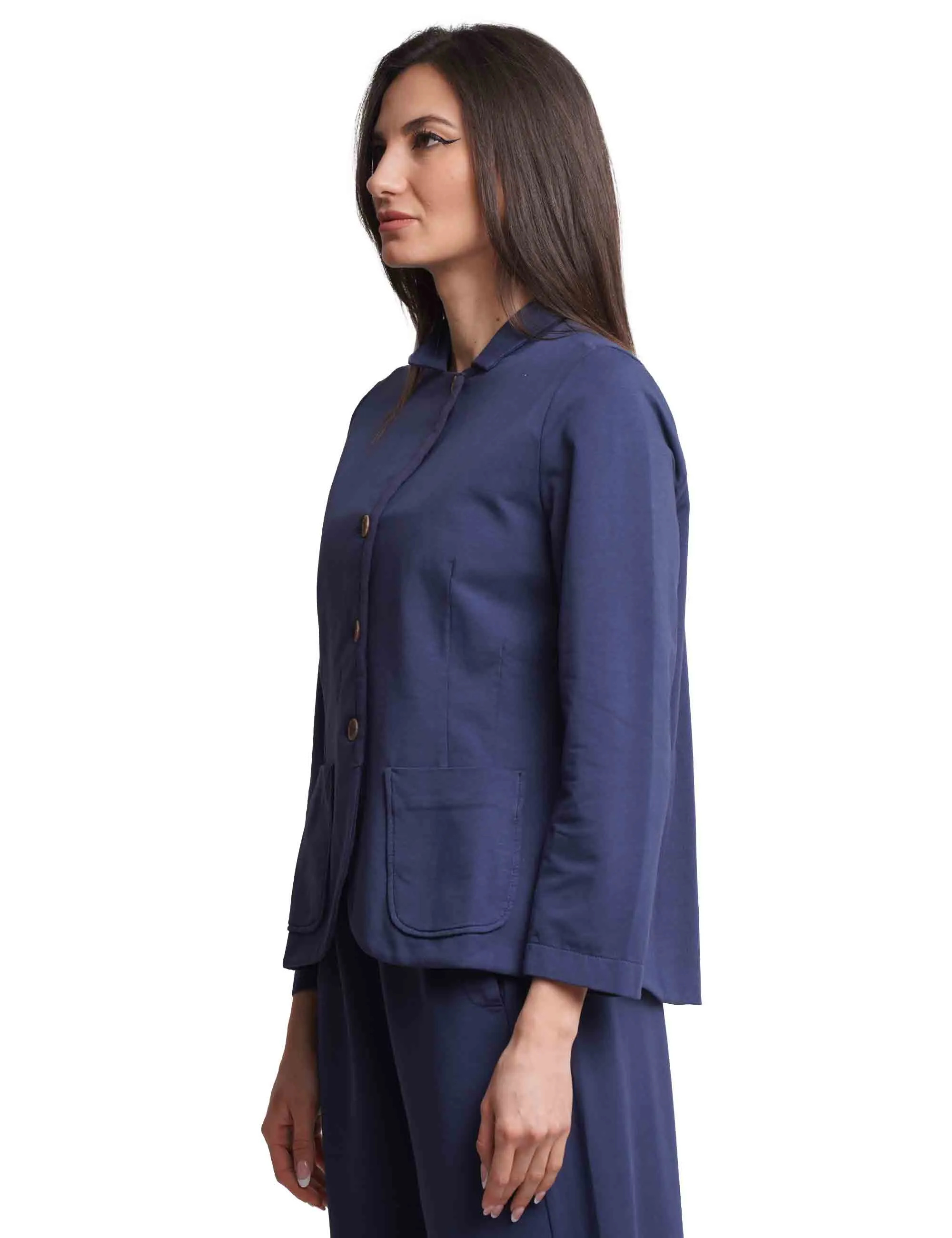 Giacche sportive donna maniche lunghe in cotone blu