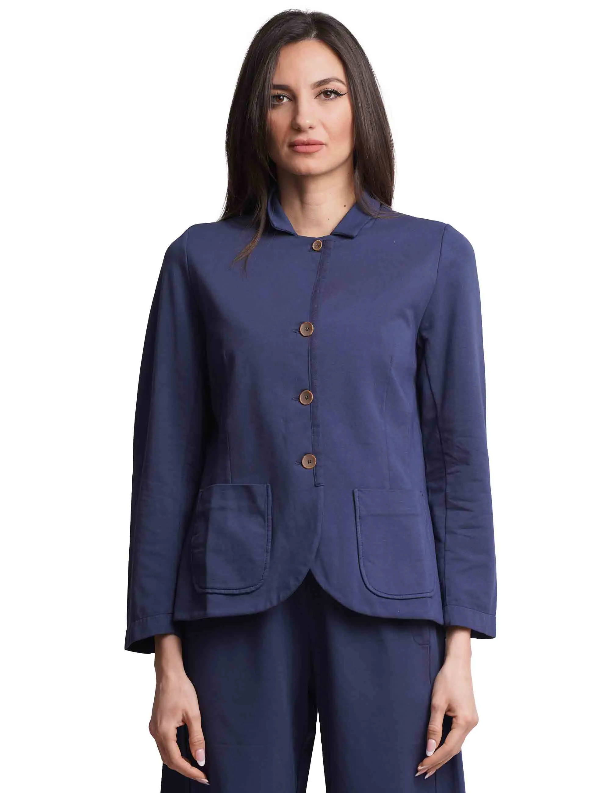 Giacche sportive donna maniche lunghe in cotone blu