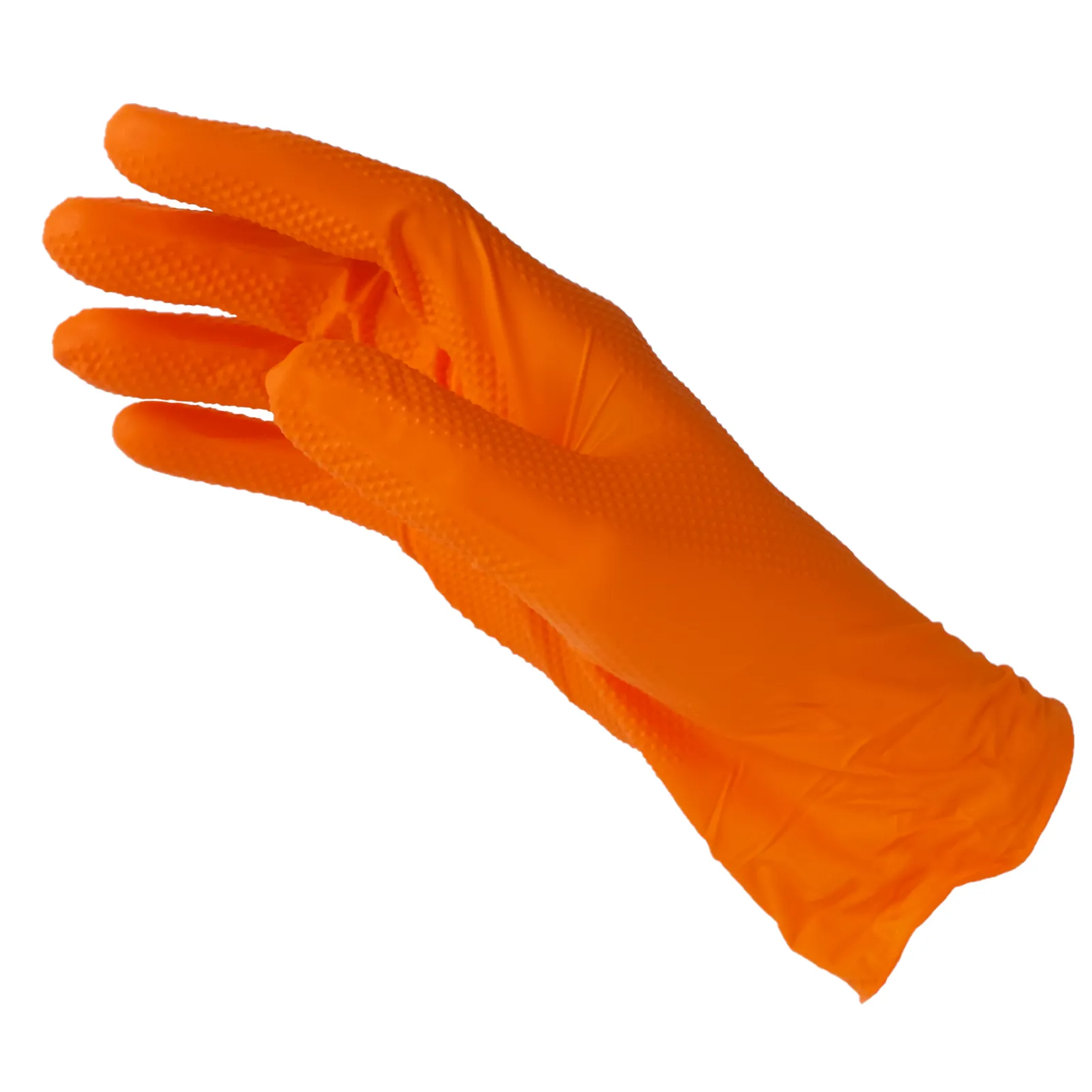 Guanti Nitrile Arancio senza polveri con superficie esterna antiscivolo Taglia M-L-XL-2XL 50 pz