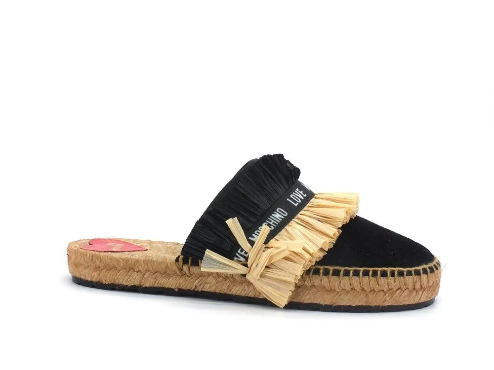 LOVE MOSCHINO Ciabatta Espadrillas 25 Crosta Ciabbata Raffia Nero JA10412G0CJG0000