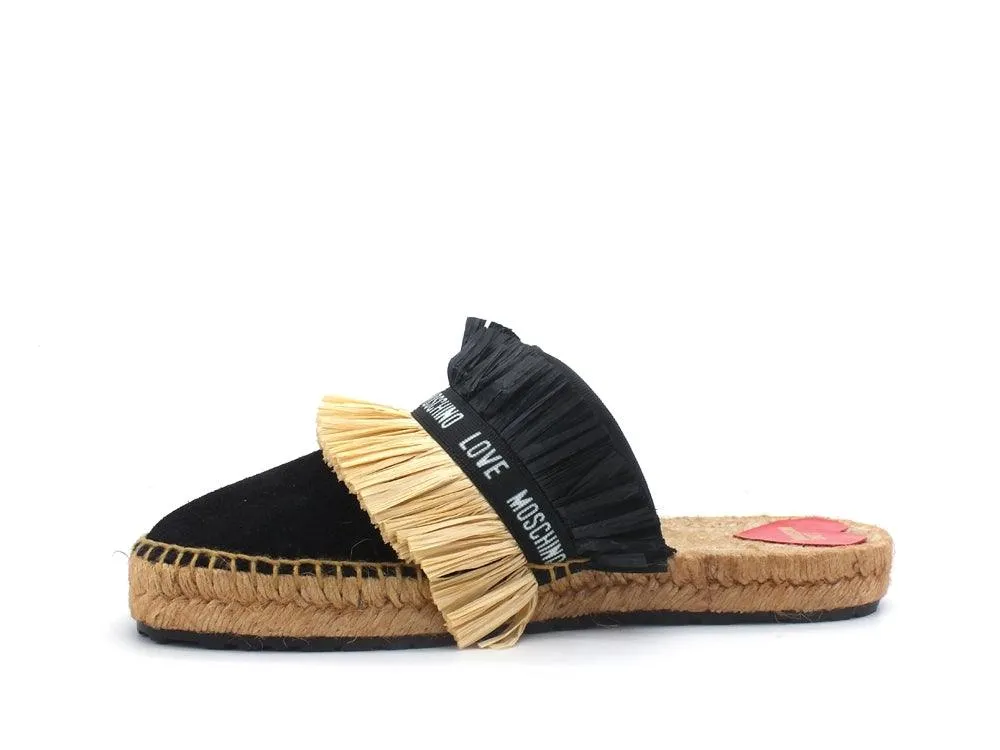 LOVE MOSCHINO Ciabatta Espadrillas 25 Crosta Ciabbata Raffia Nero JA10412G0CJG0000