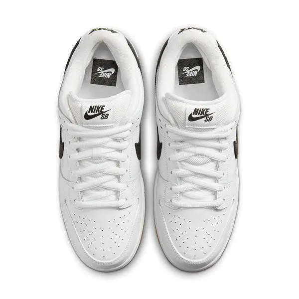 Nike SB Dunk Low Pro Sneakers in White/Black with Gum Light Brown Sole