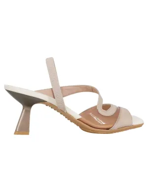 Sandali slingback donna in pelle panna con punta quadra