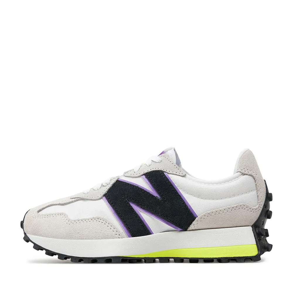 Scarpe Donna NEW BALANCE Sneakers 327 in Suede e Mesh White Yellow e Pink