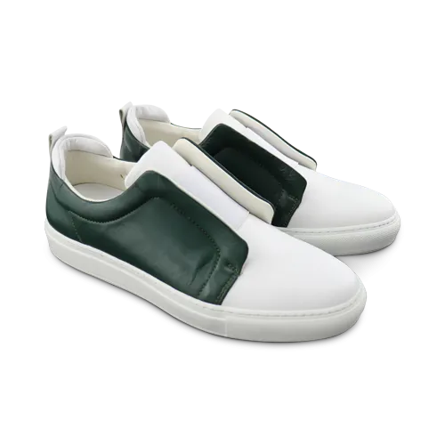 Sneakers in pelle bianco/verde